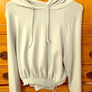 Light Blue cropped LS hoodie $80. $50 size L
